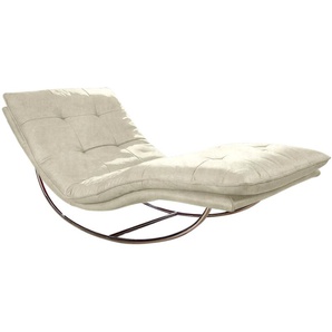 Relaxliege W.SCHILLIG daily dreams Sofas Gr. B/H/T: 95 cm x 85 cm x 169 cm, Stoff S37, mit Kopfteilverstellung-mit Schaukelgestell, beige (sahara s37) Relaxliegen in Waffelkissen-Optik, Schaukelgestell Chrom glänzend, 2 Breiten