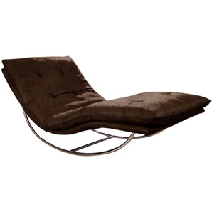 Relaxliege W.SCHILLIG daily dreams Sofas Gr. B/H/T: 95 cm x 85 cm x 169 cm, Stoff S37, mit Kopfteilverstellung-mit Schaukelgestell, braun (chocolate s37) Relaxliegen in Waffelkissen-Optik, Schaukelgestell Chrom glänzend, 2 Breiten