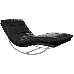 Relaxliege W.SCHILLIG daily dreams Sofas Gr. B/H/T: 75 cm x 85 cm x 169 cm, Longlife Xtra-Leder Z59, mit Kopfteilverstellung-mit Schaukelgestell, schwarz (schwarz z59) Relaxliegen in Waffelkissen-Optik, Schaukelgestell silber matt, 2 Breiten