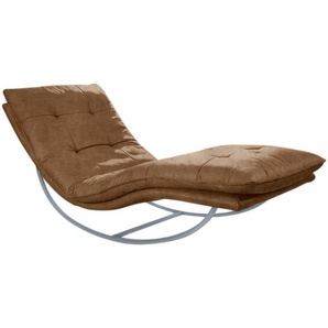 Relaxliege W.SCHILLIG daily dreams Sofas Gr. B/H/T: 75 cm x 85 cm x 169 cm, Longlife Xtra-Leder Z69, mit Kopfteilverstellung-mit Schaukelgestell, braun (fango z69) Relaxliegen in Waffelkissen-Optik, Schaukelgestell silber matt, 2 Breiten