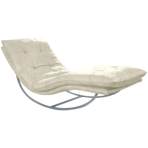 Relaxliege W.SCHILLIG daily dreams Sofas Gr. B/H/T: 75 cm x 85 cm x 169 cm, Stoff S37, mit Kopfteilverstellung-mit Schaukelgestell, beige (sahara s37) Relaxliegen in Waffelkissen-Optik, Schaukelgestell silber matt, 2 Breiten