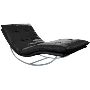 Relaxliege W.SCHILLIG daily dreams Sofas Gr. B/H/T: 95 cm x 85 cm x 169 cm, Longlife Xtra-Leder Z59, mit Kopfteilverstellung-mit Schaukelgestell, schwarz (schwarz z59) Relaxliegen in Waffelkissen-Optik, Schaukelgestell silber matt, 2 Breiten