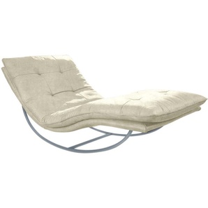 Relaxliege W.SCHILLIG daily dreams Sofas Gr. B/H/T: 95 cm x 85 cm x 169 cm, Stoff S37, mit Kopfteilverstellung-mit Schaukelgestell, beige (sahara s37) Relaxliegen in Waffelkissen-Optik, Schaukelgestell silber matt, 2 Breiten