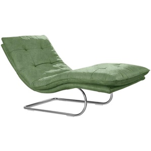Relaxliege W.SCHILLIG daily dreams Sofas Gr. B/H/T: 75 cm x 91 cm x 170 cm, Longlife Xtra-Leder Z69, mit Kopfteilverstellung-manuell, grün (green z69) Relaxliegen in Waffelkissen-Optik, wahlweise mit Motor, Freischwingergestell