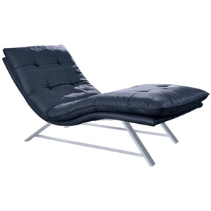 Relaxliege W.SCHILLIG daily dreams Sofas Gr. B/H/T: 75 cm x 91 cm x 170 cm, Longlife Xtra-Leder Z59, mit Kopfteilverstellung-manuell, blau (blau z59) Relaxliegen in Waffelkissen-Optik, wahlweise mit Motor, Kufengestell, 2 Breiten