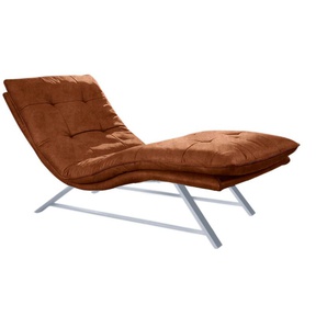 Relaxliege W.SCHILLIG daily dreams Sofas Gr. B/H/T: 75 cm x 91 cm x 170 cm, Longlife Xtra-Leder Z69, mit Kopfteilverstellung-manuell, braun (cognac z69) Relaxliegen in Waffelkissen-Optik, wahlweise mit Motor, Kufengestell, 2 Breiten