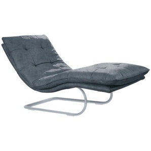 Relaxliege W.SCHILLIG daily dreams Sofas Gr. B/H/T: 75 cm x 91 cm x 170 cm, Longlife Xtra-Leder Z69, mit Kopfteilverstellung-manuell, blau (blue z69) Relaxliegen in Waffelkissen-Optik, wahlweise mit Motor, silber matt, 2 Breiten