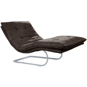 Relaxliege W.SCHILLIG daily dreams Sofas Gr. B/H/T: 95 cm x 91 cm x 170 cm, Stoff S37, mit Kopfteilverstellung-manuell, braun (mocca s37) Relaxliegen in Waffelkissen-Optik, wahlweise mit Motor, silber matt, 2 Breiten