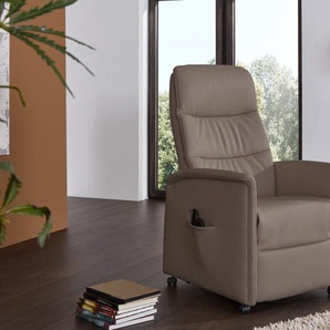 Leder Relaxsessel 9051, grau, inkl. elektrische Verstellungen