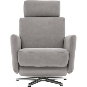 Relaxsessel CALIZZA INTERIORS Spinell Sessel Gr. Microfaser, manuelle Verstellung inklusive Feststellhebel, Drehfunktion-Integrierte Fußstütze-Relaxfunktion, B/H/T: 76 cm x 103 cm x 86 cm, silberfarben (silber) Lesesessel und Relaxsessel inklusive