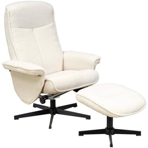 Relaxsessel Ceuta mit Hocker Weiß/Beige Microfaser 78 x 104 x 80cm