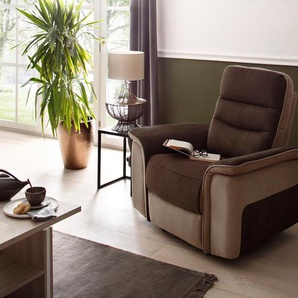 Relaxsessel HOME AFFAIRE Maldini Sessel Gr. Webstoff, braun (braun, sand) Lesesessel und Relaxsessel mit elektrischer Relaxfunktion USB-Steckeranschluss, Breite 109 cm