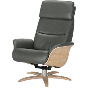 Nils Olsen Relaxsessel Leder mit Relaxfunktion Balance ¦ grau ¦ Maße (cm): B: 80 H: 112 T: 121.0