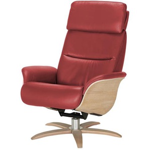 Nils Olsen Relaxsessel Leder mit Relaxfunktion Balance ¦ rot ¦ Maße (cm): B: 80 H: 112 T: 121.0
