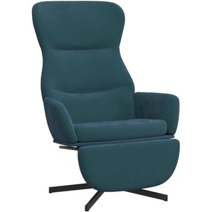 Relaxsessel mit Fußstütze Blau Samt vidaXL
