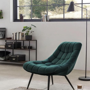 Relaxsessel SALESFEVER Sessel Gr. Samt-Polyester, B/H/T: 76 cm x 85 cm x 85,6 cm, grün (grün, schwarz) Lesesessel und Relaxsessel mit XXL-Steppung, schwarzen oder naturfarbenen Beinen