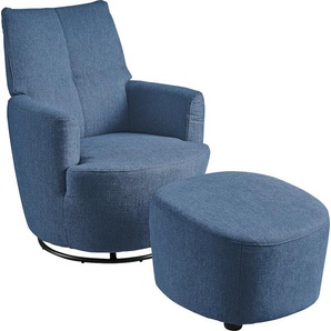 Relaxsessel SET ONE BY MUSTERRING SO 1450 Sessel Gr. Struktur fein TCM, Drehfunktion-Wippfunktion, B/H/T: 80 cm x 96 cm x 88 cm, blau (dunkelblau tcm 96) Lesesessel und Relaxsessel mit Dreh- Wippfunktion, inklusive Hocker