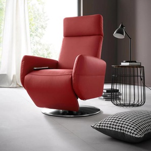 Relaxsessel SIT&MORE Kobra Sessel Gr. NaturLEDER, manuell verstellbar, ohne Aufstehhilfe, B/H/T: 71 cm x 112 cm x 82 cm, rot (feuerrot) Lesesessel und Relaxsessel