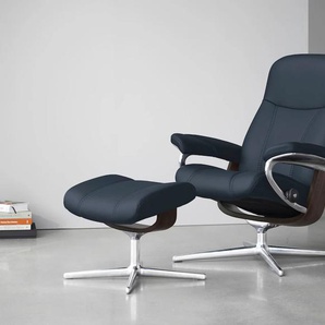 Relaxsessel STRESSLESS Consul Sessel Gr. Leder PALOMA, Cross Base Wenge, S, Rela x funktion-Drehfunktion-Plus™System-Gleitsystem-BalanceAdapt™, B/H/T: 78 cm x 97 cm x 70 cm, blau (o x ford blue paloma) Lesesessel und Relaxsessel