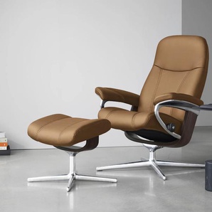 Relaxsessel STRESSLESS Consul Sessel Gr. Leder PALOMA, Cross Base Wenge, S, Rela x funktion-Drehfunktion-Plus™System-Gleitsystem-BalanceAdapt™, B/H/T: 78 cm x 97 cm x 70 cm, braun (taupe paloma) Lesesessel und Relaxsessel