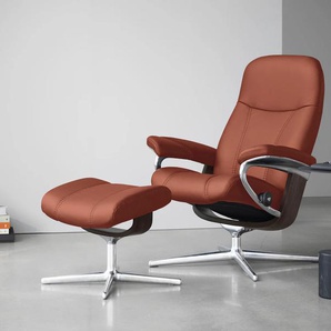 Relaxsessel STRESSLESS Consul Sessel Gr. Leder PALOMA, Cross Base Wenge, S, Rela x funktion-Drehfunktion-Plus™System-Gleitsystem-BalanceAdapt™, B/H/T: 78 cm x 97 cm x 70 cm, rot (henna paloma) Lesesessel und Relaxsessel