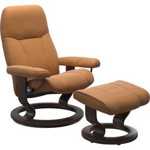 Relaxsessel STRESSLESS Consul Sessel Gr. Material Bezug, Material Gestell, Ausführung / Funktion, Maße B/H/T, braun (new caramel) Lesesessel und Relaxsessel mit Classic Base, Größe S, Gestell Wenge