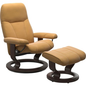 Relaxsessel STRESSLESS Consul Sessel Gr. Material Bezug, Material Gestell, Ausführung / Funktion, Maße B/H/T, gelb (honey) Lesesessel und Relaxsessel mit Classic Base, Größe M, Gestell Wenge