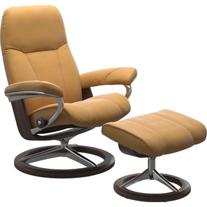 Relaxsessel STRESSLESS Consul Sessel Gr. Material Bezug, Material Gestell, Ausführung / Funktion, Maße B/H/T, gelb (honey) Lesesessel und Relaxsessel mit Signature Base, Größe M, Gestell Wenge