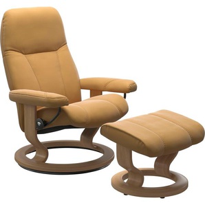 Relaxsessel STRESSLESS Consul Sessel Gr. Material Bezug, Material Gestell, Ausführung / Funktion, Maße B/H/T, gelb (honey paloma) Lesesessel und Relaxsessel mit Classic Base, Größe S, Gestell Eiche