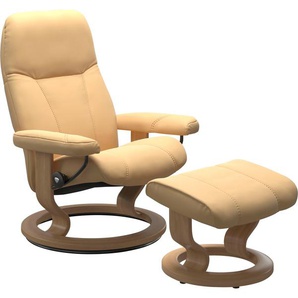 Relaxsessel STRESSLESS Consul Sessel Gr. Material Bezug, Material Gestell, Ausführung / Funktion, Maße B/H/T, gelb (yellow batick) Lesesessel und Relaxsessel mit Classic Base, Größe S, Gestell Eiche