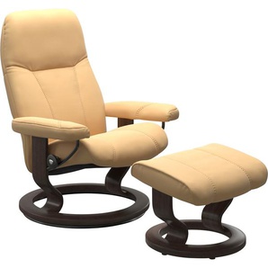 Relaxsessel STRESSLESS Consul Sessel Gr. Material Bezug, Material Gestell, Ausführung / Funktion, Maße B/H/T, gelb (yellow) Lesesessel und Relaxsessel mit Classic Base, Größe S, Gestell Wenge