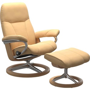 Relaxsessel STRESSLESS Consul Sessel Gr. Material Bezug, Material Gestell, Ausführung / Funktion, Maße B/H/T, gelb (yellow) Lesesessel und Relaxsessel mit Signature Base, Größe M, Gestell Eiche