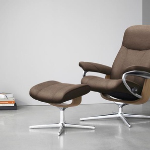 Relaxsessel STRESSLESS Consul Sessel Gr. ROHLEDER Stoff Q2 FARON, Cross Base Eiche, Rela x funktion-Drehfunktion-Plus™System-Gleitsystem-BalanceAdapt™, B/H/T: 78 cm x 97 cm x 70 cm, braun (dark beige q2 faron) Lesesessel und Relaxsessel mit Cross Base,