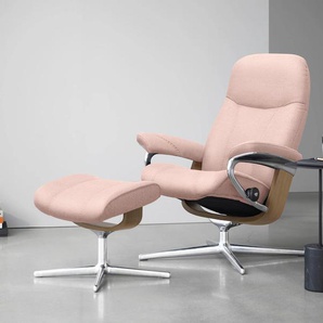 Relaxsessel STRESSLESS Consul Sessel Gr. ROHLEDER Stoff Q2 FARON, Cross Base Eiche, Rela x funktion-Drehfunktion-Plus™System-Gleitsystem-BalanceAdapt™, B/H/T: 82 cm x 102 cm x 72 cm, pink (light q2 faron) Lesesessel und Relaxsessel