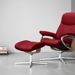 Relaxsessel STRESSLESS Consul Sessel Gr. ROHLEDER Stoff Q2 FARON, Cross Base Eiche, Rela x funktion-Drehfunktion-Plus™System-Gleitsystem-BalanceAdapt™, B/H/T: 82 cm x 102 cm x 72 cm, rot (red q2 faron) Lesesessel und Relaxsessel