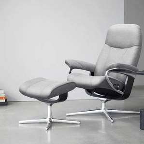 Relaxsessel STRESSLESS Consul Sessel Gr. ROHLEDER Stoff Q2 FARON, Cross Base Schwarz, Rela x funktion-Drehfunktion-Plus™System-Gleitsystem-BalanceAdapt™, B/H/T: 78 cm x 97 cm x 70 cm, grau (light grey q2 faron) Lesesessel und Relaxsessel