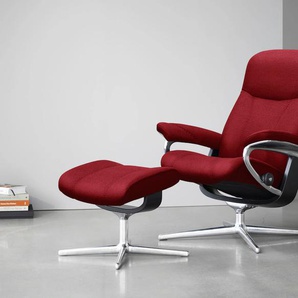 Relaxsessel STRESSLESS Consul Sessel Gr. ROHLEDER Stoff Q2 FARON, Cross Base Schwarz, Rela x funktion-Drehfunktion-Plus™System-Gleitsystem-BalanceAdapt™, B/H/T: 78 cm x 97 cm x 70 cm, rot (red q2 faron) Lesesessel und Relaxsessel