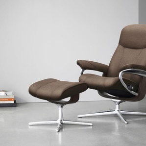 Relaxsessel STRESSLESS Consul Sessel Gr. ROHLEDER Stoff Q2 FARON, Cross Base Wenge, Rela x funktion-Drehfunktion-Plus™System-Gleitsystem-BalanceAdapt™, B/H/T: 78 cm x 97 cm x 70 cm, braun (dark beige q2 faron) Lesesessel und Relaxsessel mit Hocker, Cross