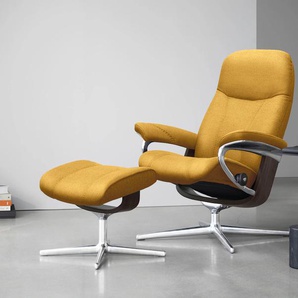 Relaxsessel STRESSLESS Consul Sessel Gr. ROHLEDER Stoff Q2 FARON, Cross Base Wenge, Rela x funktion-Drehfunktion-Plus™System-Gleitsystem-BalanceAdapt™, B/H/T: 78 cm x 97 cm x 70 cm, gelb (yellow q2 faron) Lesesessel und Relaxsessel