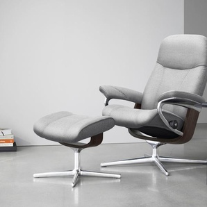 Relaxsessel STRESSLESS Consul Sessel Gr. ROHLEDER Stoff Q2 FARON, Cross Base Wenge, Rela x funktion-Drehfunktion-Plus™System-Gleitsystem-BalanceAdapt™, B/H/T: 78 cm x 97 cm x 70 cm, grau (light grey q2 faron) Lesesessel und Relaxsessel mit Hocker, Cross