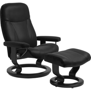 Relaxsessel STRESSLESS Garda Sessel Gr. Leder BATICK, B/H/T: 76 cm x 100 cm x 71 cm, schwarz (black batick) Lesesessel und Relaxsessel mit Hocker, Classic Base, Größe M, Gestell Schwarz