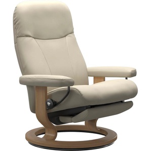 Relaxsessel STRESSLESS Garda Sessel Gr. Leder BATICK, Power™ Leg & Back-ohne Akku-Classic Base Eiche, B/H/T: 76 cm x 100 cm x 74 cm, beige (cream batick) Lesesessel und Relaxsessel