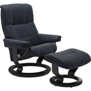Relaxsessel STRESSLESS Mayfair Sessel Gr. Leder PALOMA, Classic Base Schwarz, Relaxfunktion-Drehfunktion-Plus™System-Gleitsystem, B/H/T: 75 cm x 99 cm x 73 cm, blau (shadow blue paloma) Lesesessel und Relaxsessel mit Classic Base, Größe S, M & L, Gestell