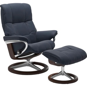 Relaxsessel STRESSLESS Mayfair Sessel Gr. Leder PALOMA, Signature Base Braun, Relaxfunktion-Drehfunktion-Plus™System-Gleitsystem-BalanceAdapt™, B/H/T: 83 cm x 102 cm x 73 cm, blau (o x ford blue paloma) Lesesessel und Relaxsessel