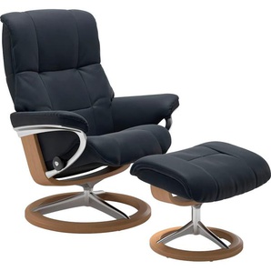 Relaxsessel STRESSLESS Mayfair Sessel Gr. Leder PALOMA, Signature Base Eiche, Relaxfunktion-Drehfunktion-Plus™System-Gleitsystem-BalanceAdapt™, B/H/T: 79 cm x 102 cm x 44 cm, blau (shadow blue paloma) Lesesessel und Relaxsessel