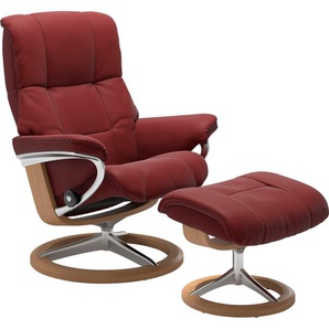 Relaxsessel STRESSLESS Mayfair Sessel Gr. Leder PALOMA, Signature Base Eiche, Relaxfunktion-Drehfunktion-Plus™System-Gleitsystem-BalanceAdapt™, B/H/T: 79 cm x 102 cm x 73 cm, rot (cherry paloma) Lesesessel und Relaxsessel mit Hocker, Signature Base, Größe