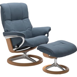 Relaxsessel STRESSLESS Mayfair Sessel Gr. Leder PALOMA, Signature Base Eiche, Relaxfunktion-Drehfunktion-Plus™System-Gleitsystem-BalanceAdapt™, B/H/T: 92 cm x 103 cm x 79 cm, blau (sparrow blue paloma) Lesesessel und Relaxsessel