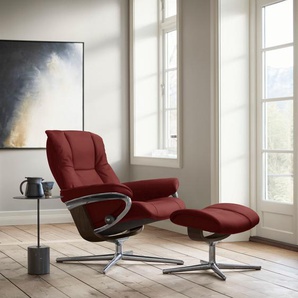 Relaxsessel STRESSLESS Mayfair Sessel Gr. Microfaser DINAMICA, Cross Base Braun, Rela x funktion-Drehfunktion-Plus™System-Gleitsystem-BalanceAdapt™, B/H/T: 79 cm x 102 cm x 73 cm, rot (red dinamica) Lesesessel und Relaxsessel mit Cross Base, Größe S, M &