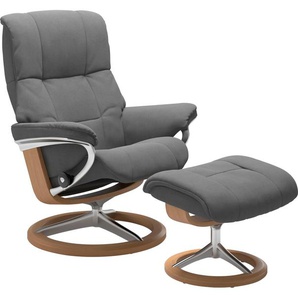Relaxsessel STRESSLESS Mayfair Sessel Gr. Microfaser DINAMICA, Signature Base Eiche, Relaxfunktion-Drehfunktion-Plus™System-Gleitsystem-BalanceAdapt™, B/H/T: 79 cm x 102 cm x 73 cm, grau (dark grey dinamica) Lesesessel und Relaxsessel mit Hocker,