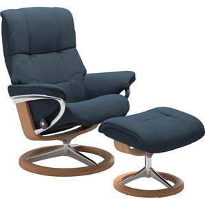 Relaxsessel STRESSLESS Mayfair Sessel Gr. Microfaser DINAMICA, Signature Base Eiche, Relaxfunktion-Drehfunktion-Plus™System-Gleitsystem-BalanceAdapt™, B/H/T: 83 cm x 102 cm x 74 cm, blau (blue dinamica) Lesesessel und Relaxsessel